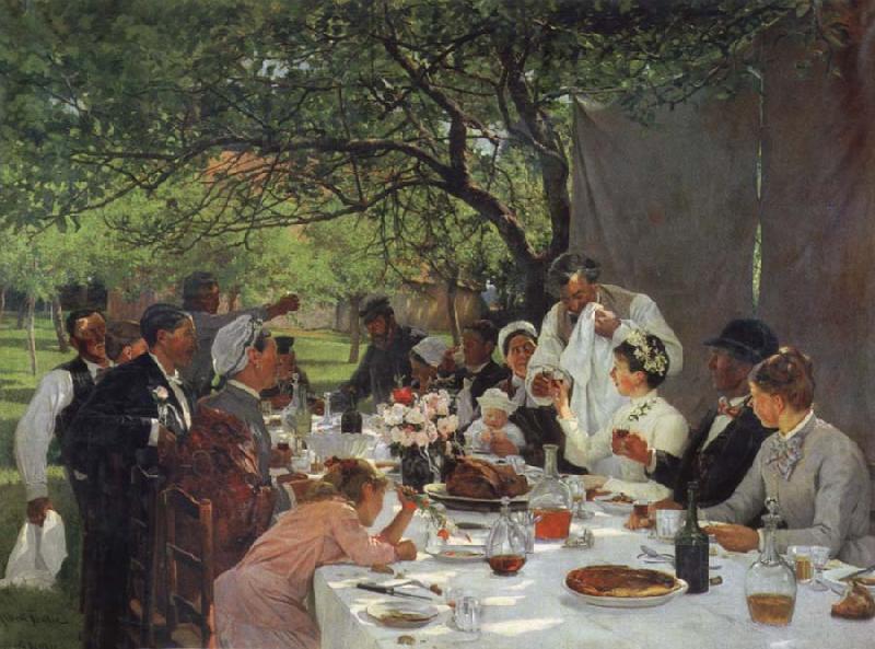Albert Auguste Fourie The wedding meal in Yport oil painting image